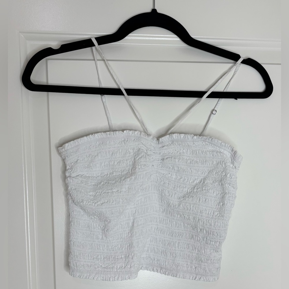 Madewell White Smocked Women's Crop Top